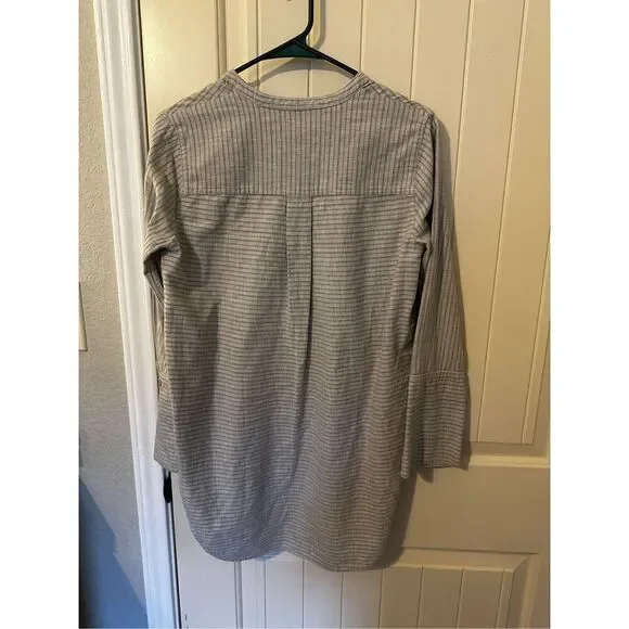Madewell Split Cuff Gray Cotton Tunic Women Top Weathered Concrete Size XS H3939 - Picture 12 of 13